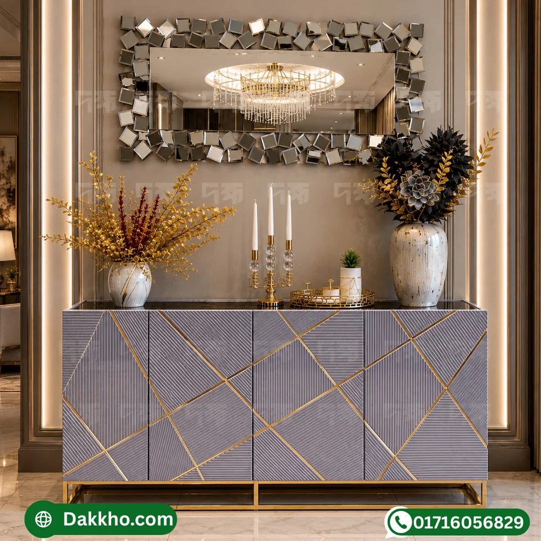 Premium Home Decor: Luxury Gold Medallion Buffet