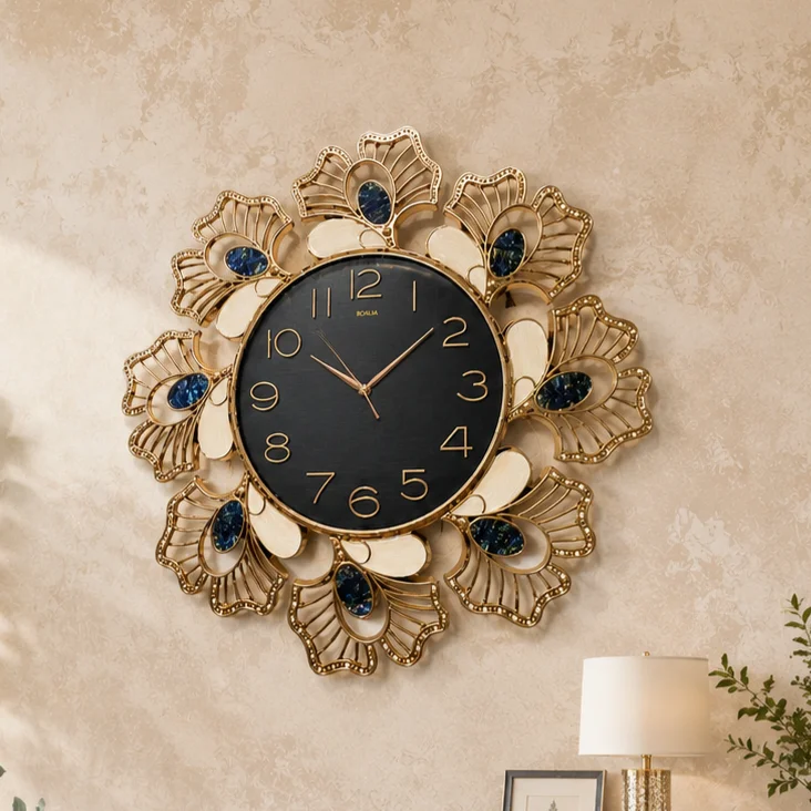 Luxury Gold Crystal Wall Clock | Modern Home Decor