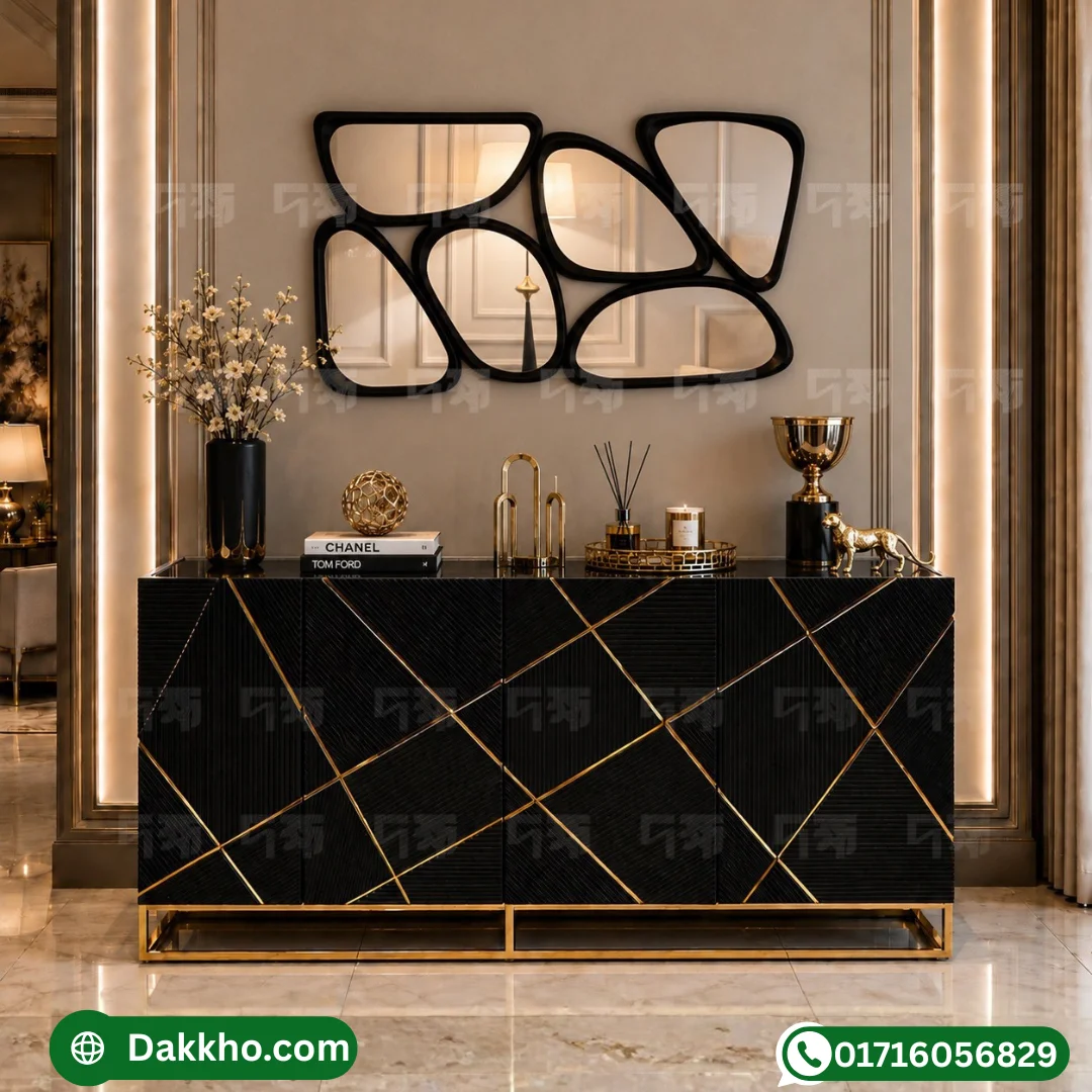 Geometric Filigree Luxury Fluted Cabinet