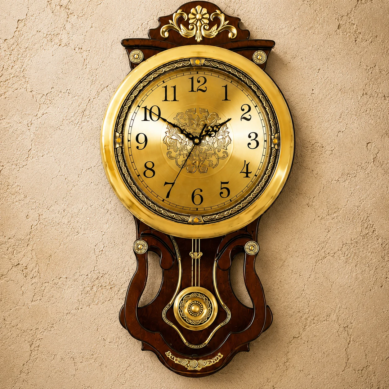Premium Retro Wooden Pendulum Clock | Classic Royal Accent