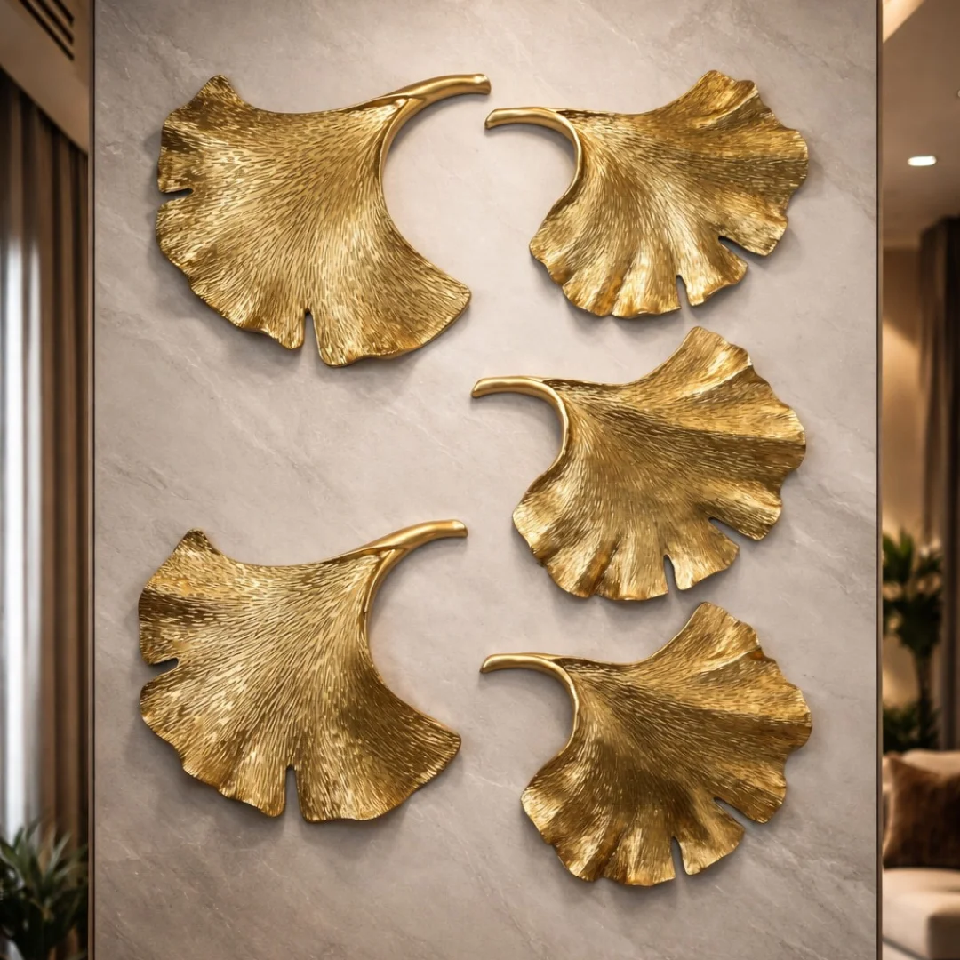 Golden Ginkgo Leaf Wall Decor Set | Luxury Wall Art 