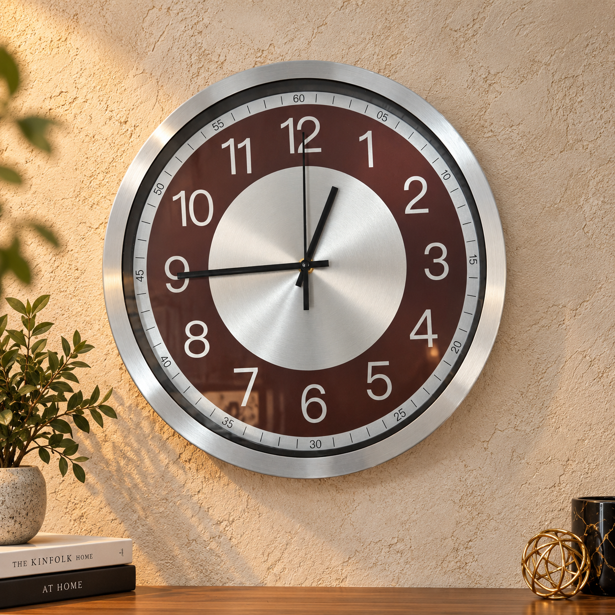 Basic Round Metal Wall Clock with Clear Numbers