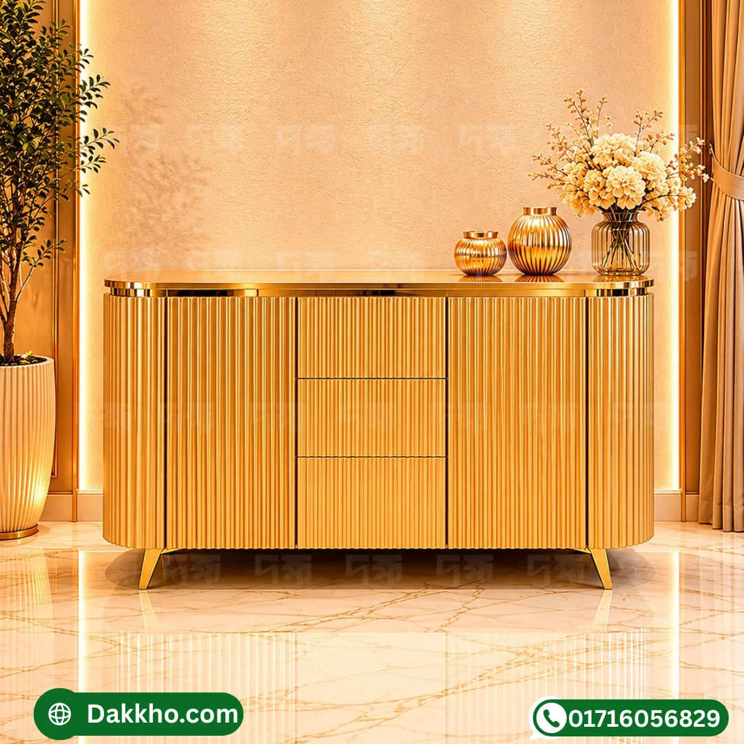 Premium Gold Dining Room Credenza Storage | Dakkho