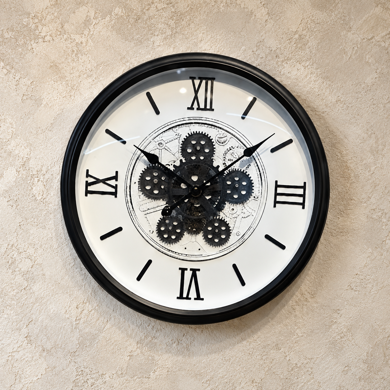 Modern Black and White Round Wall Clock Decor