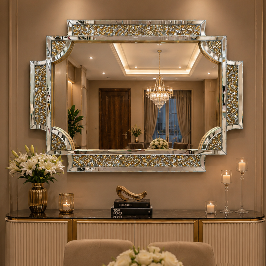 Decorative Crystal Accent Mirror for Luxury Homes