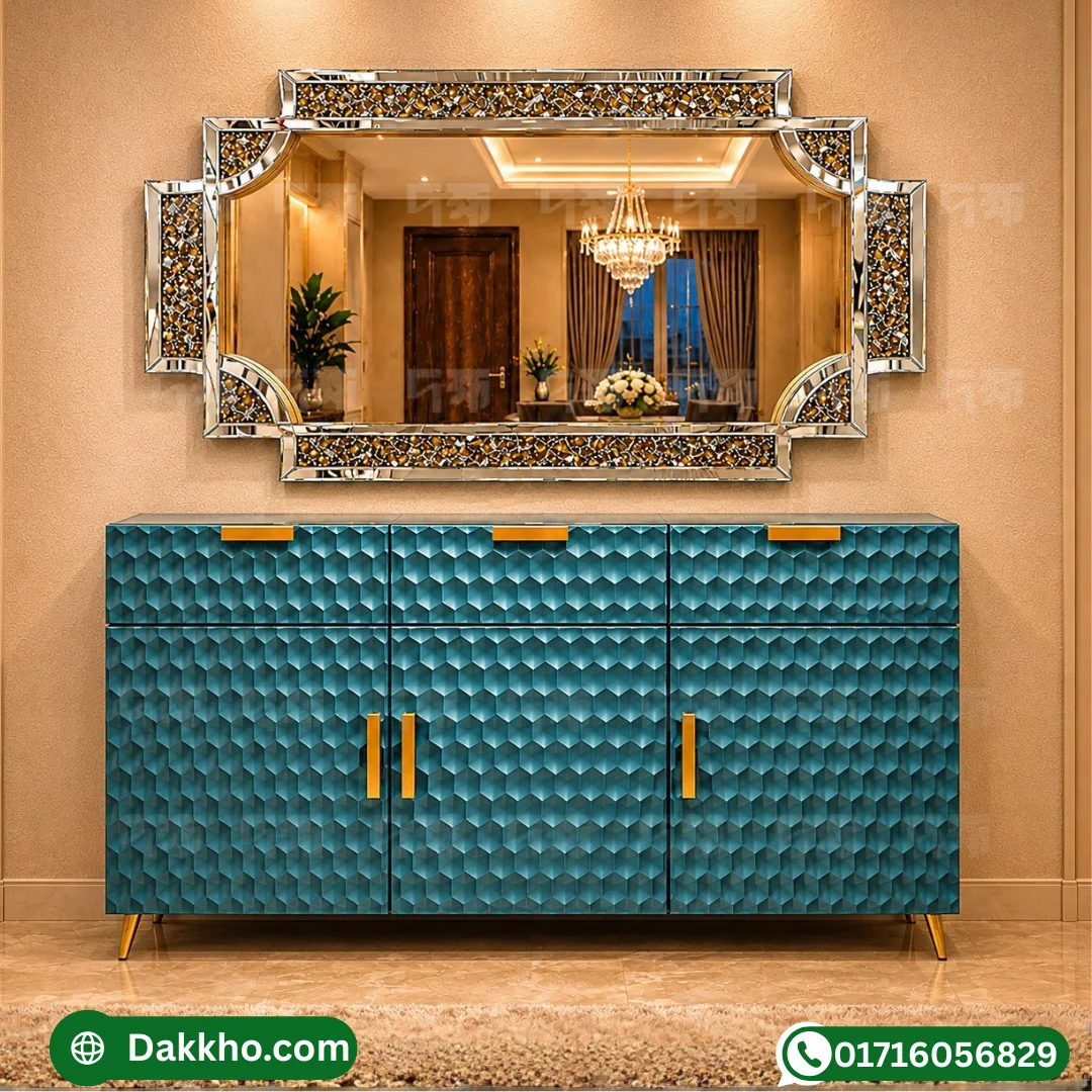 Modern 3D Patterned Teal Cabinet | Dakkho